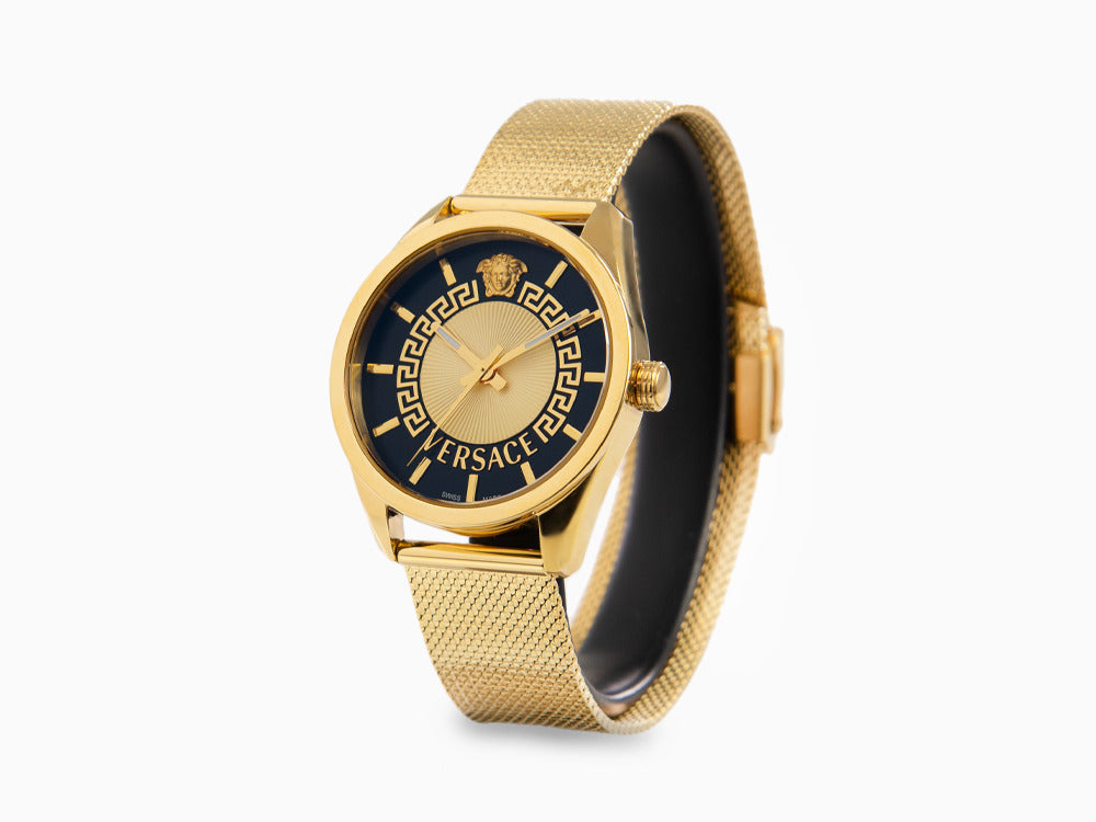Montre à Quartz Versace New V Circle, PVD Or, 36 mm, Verre de saphir, VE8A00424
