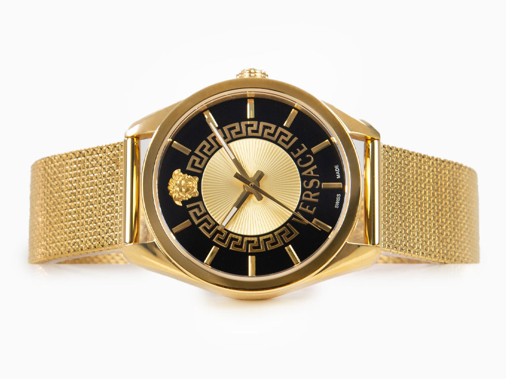 Montre à Quartz Versace New V Circle, PVD Or, 36 mm, Verre de saphir, VE8A00424