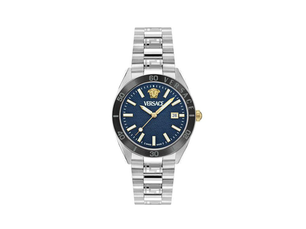Montre à Quartz Versace V Dome, Bleu, 42 mm, Verre de saphir, VE8E00324