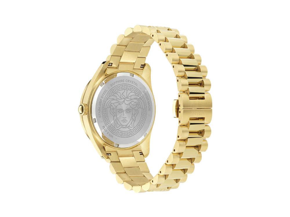 Montre à Quartz Versace V Dome, PVD Or, Noir, 42 mm, Verre de saphir, VE8E00624