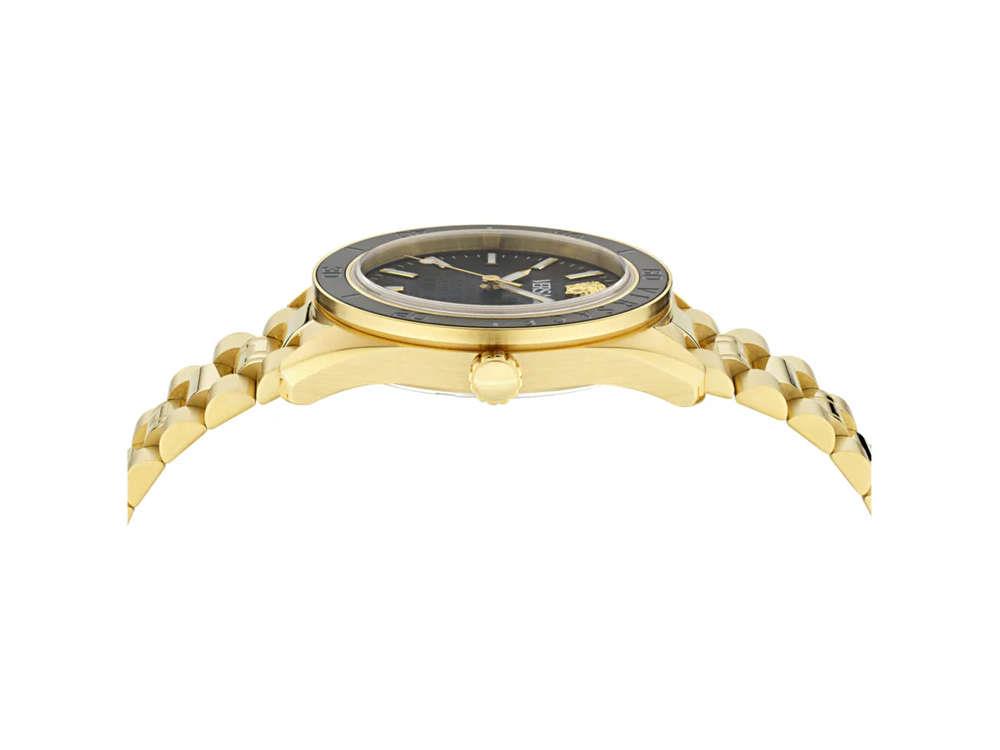 Montre à Quartz Versace V Dome, PVD Or, Noir, 42 mm, Verre de saphir, VE8E00624