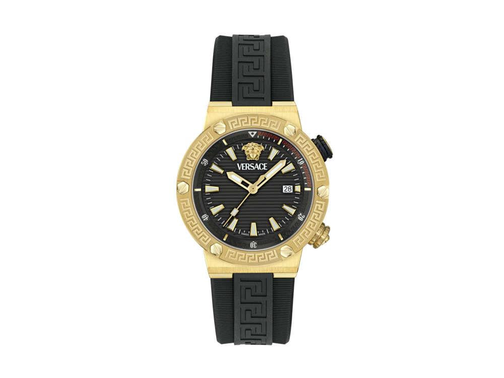 Montre à Quartz Versace Greca Logo Diver, PVD Or, Noir, 43 mm, VE8G00324