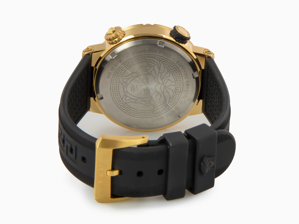 Montre à Quartz Versace Greca Logo Diver, PVD Or, Noir, 43 mm, VE8G00324