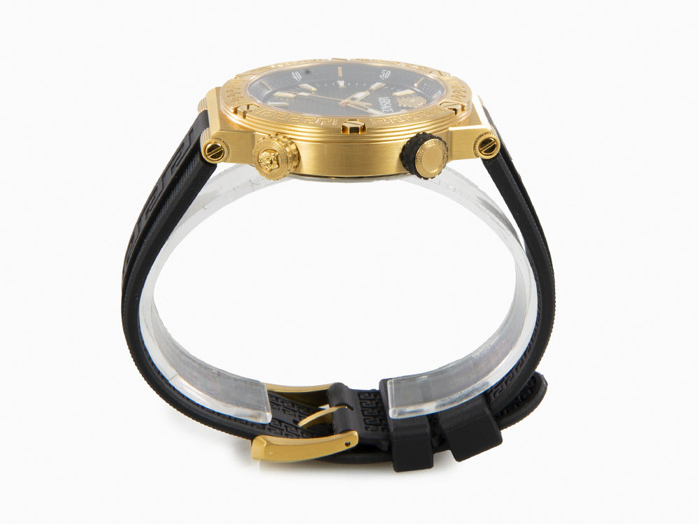 Montre à Quartz Versace Greca Logo Diver, PVD Or, Noir, 43 mm, VE8G00324