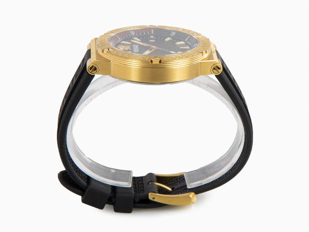 Montre à Quartz Versace Greca Logo Diver, PVD Or, Noir, 43 mm, VE8G00324