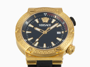 Montre à Quartz Versace Greca Logo Diver, PVD Or, Noir, 43 mm, VE8G00324