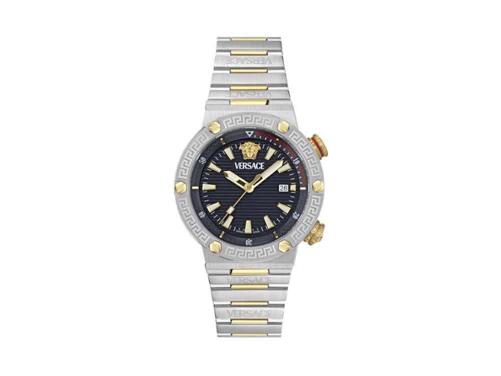 Montre à Quartz Versace Greca Logo Diver, Bleu, 43 mm, Verre saphir, VE8G00424