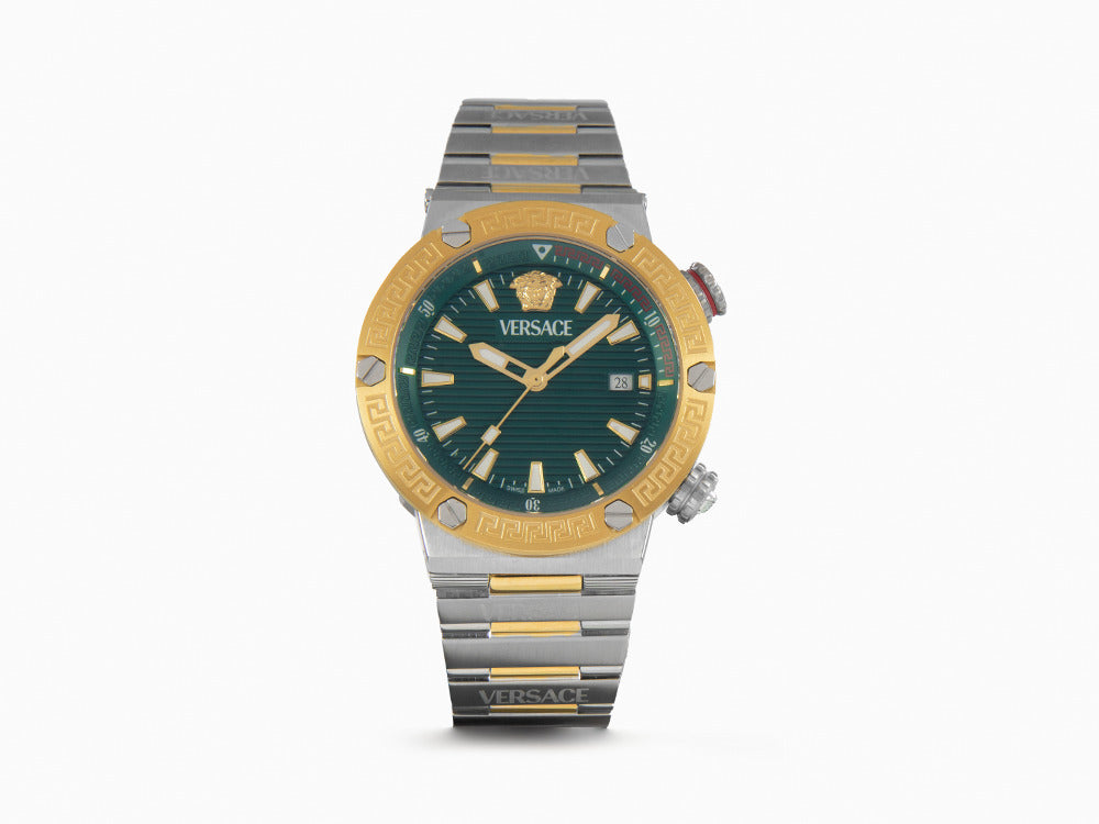 Montre à Quartz Versace Greca Logo Diver, Vert, 43 mm, Verre saphir, VE8G00524
