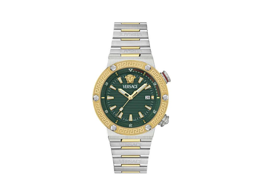 Montre à Quartz Versace Greca Logo Diver, Vert, 43 mm, Verre saphir, VE8G00524