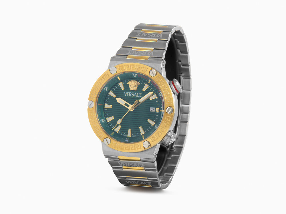 Montre à Quartz Versace Greca Logo Diver, Vert, 43 mm, Verre saphir, VE8G00524
