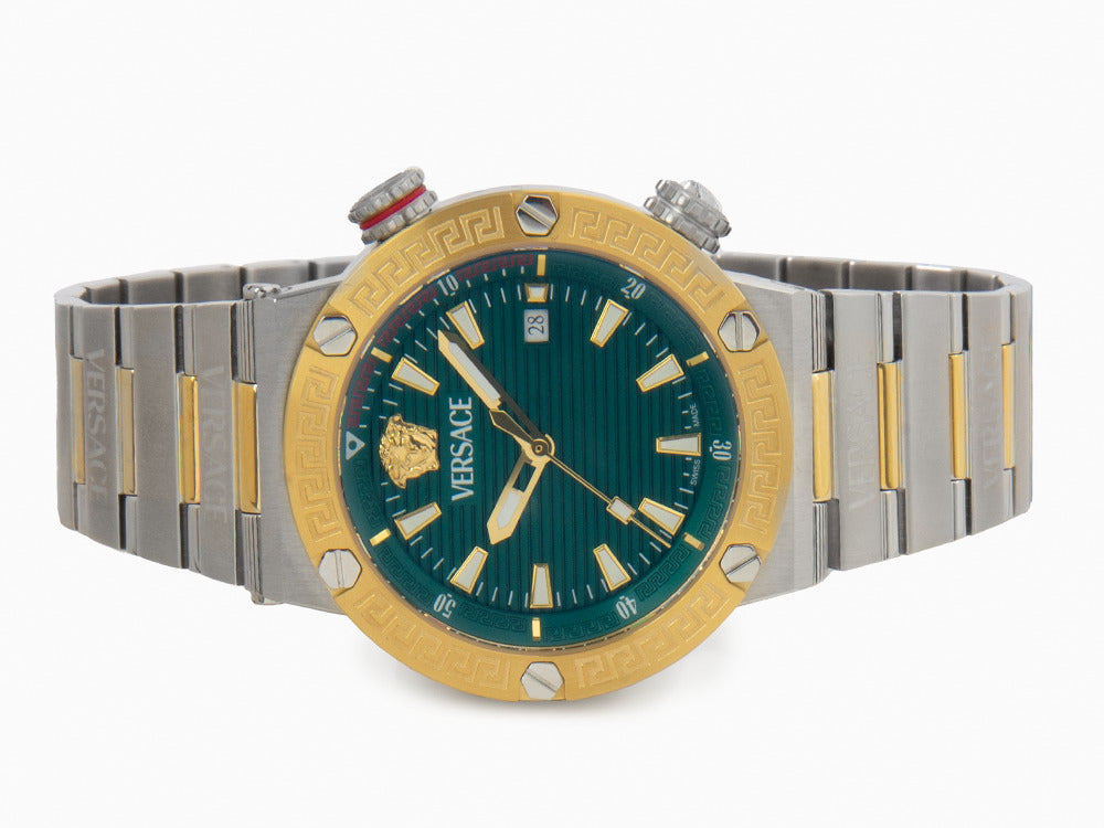 Montre à Quartz Versace Greca Logo Diver, Vert, 43 mm, Verre saphir, VE8G00524