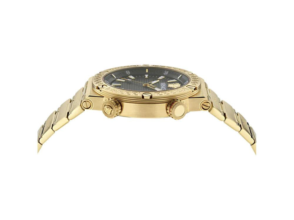 Montre à Quartz Versace Greca Logo Diver, PVD Or, Noir, 43 mm, VE8G00624