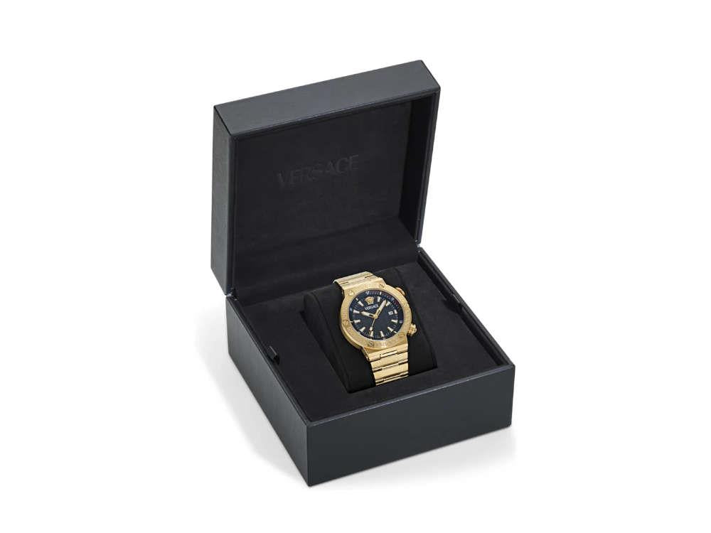Montre à Quartz Versace Greca Logo Diver, PVD Or, Noir, 43 mm, VE8G00624