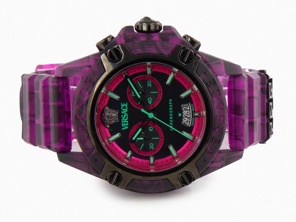 Montre à Quartz Versace Icon Active, Polycarbonate, Noir, 44 mm, VE8P00124