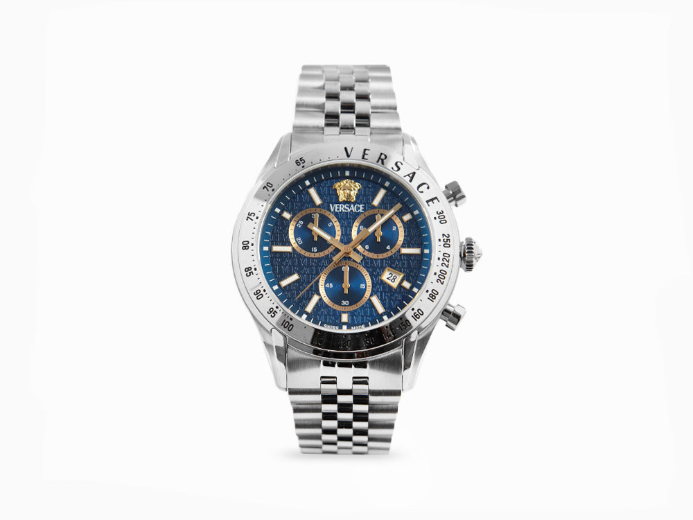 Montre à Quartz Versace Chrono Master, Bleu, 44 mm, Verre de saphir, VE8R00324