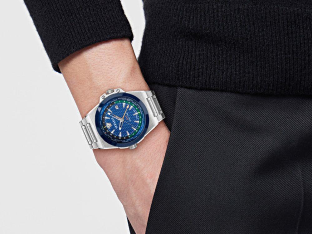 Montre à Quartz Versace Greca Reaction GMT, Bleu, 41 mm, VE8Y00126