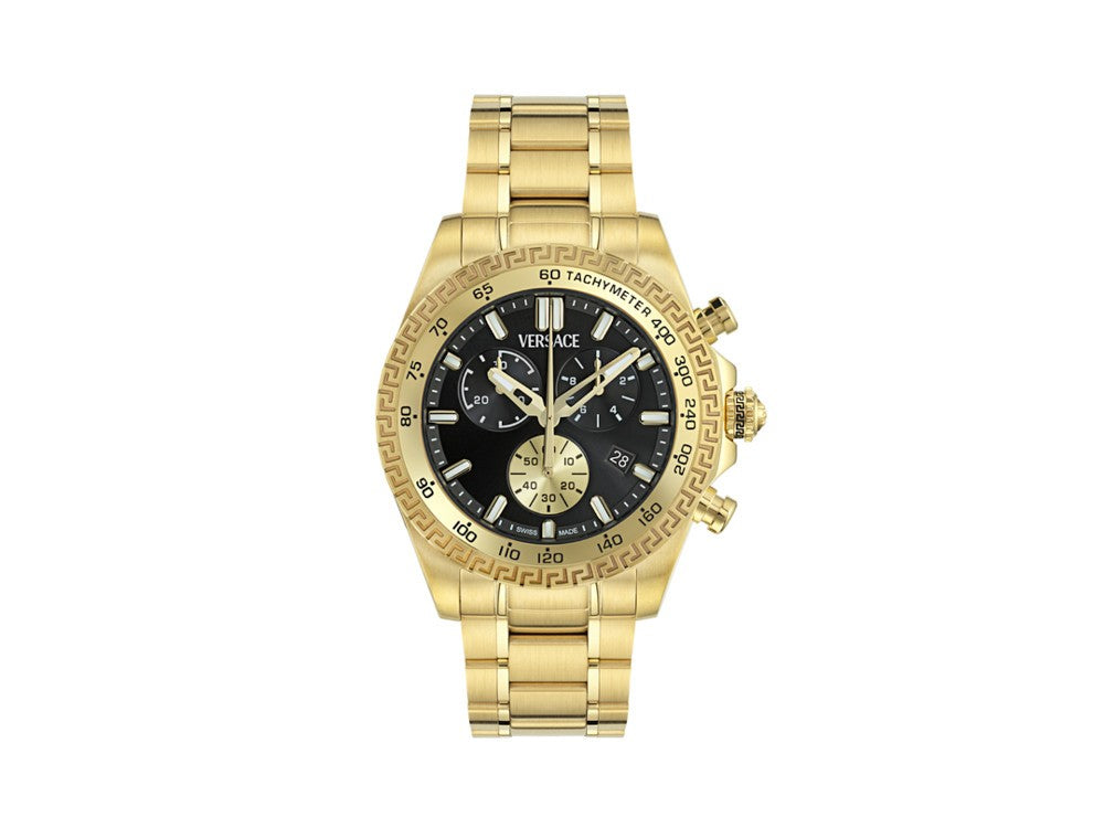 Montre à Quartz Versace Chrono X, Acier Recyclé, Noir, 44 mm, VE9K00524