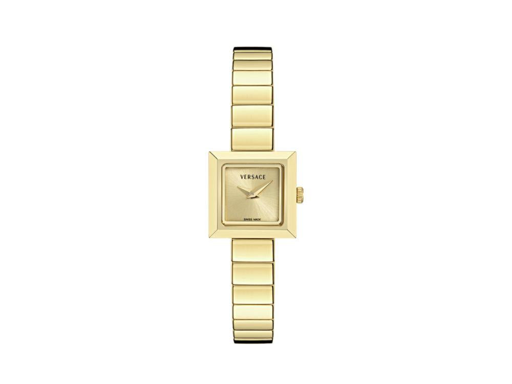 Montre à Quartz Versace V_Square, Doré, Verre de saphir, VEY900526