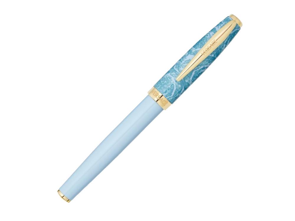 Roller Versace Barocco, Résine, Bleu, Plaqué or, VRAD00524