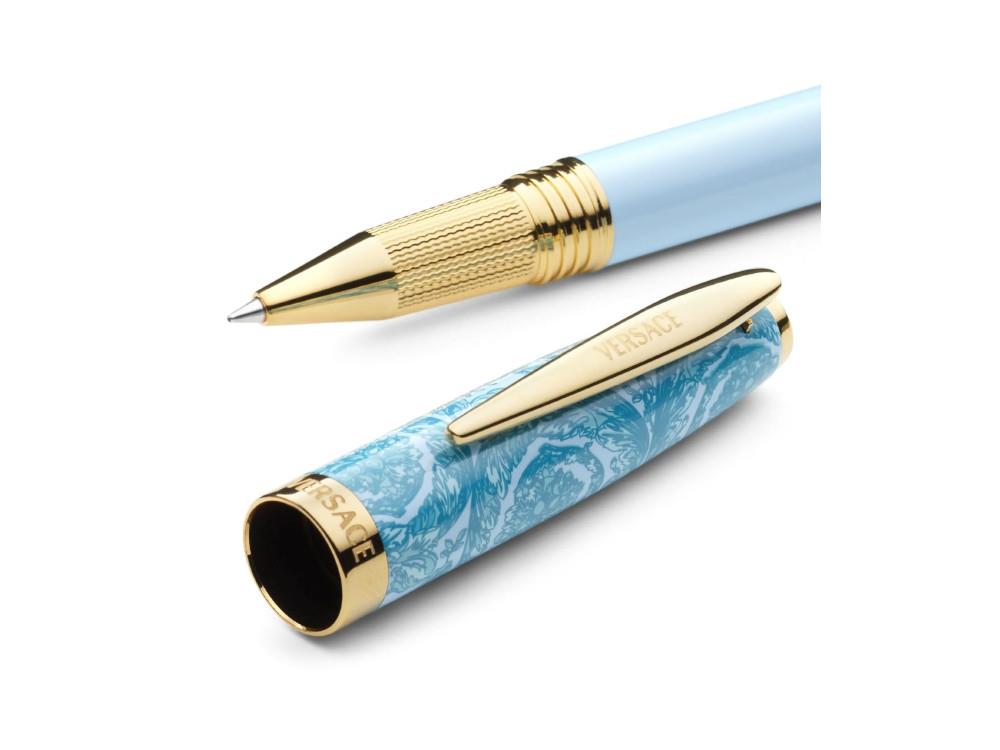 Roller Versace Barocco, Résine, Bleu, Plaqué or, VRAD00524