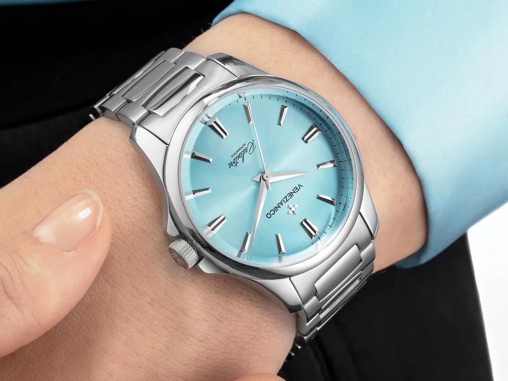 Montre Automatique Venezianico Redentore, 36 mm, Bleu Clair, 1121502C