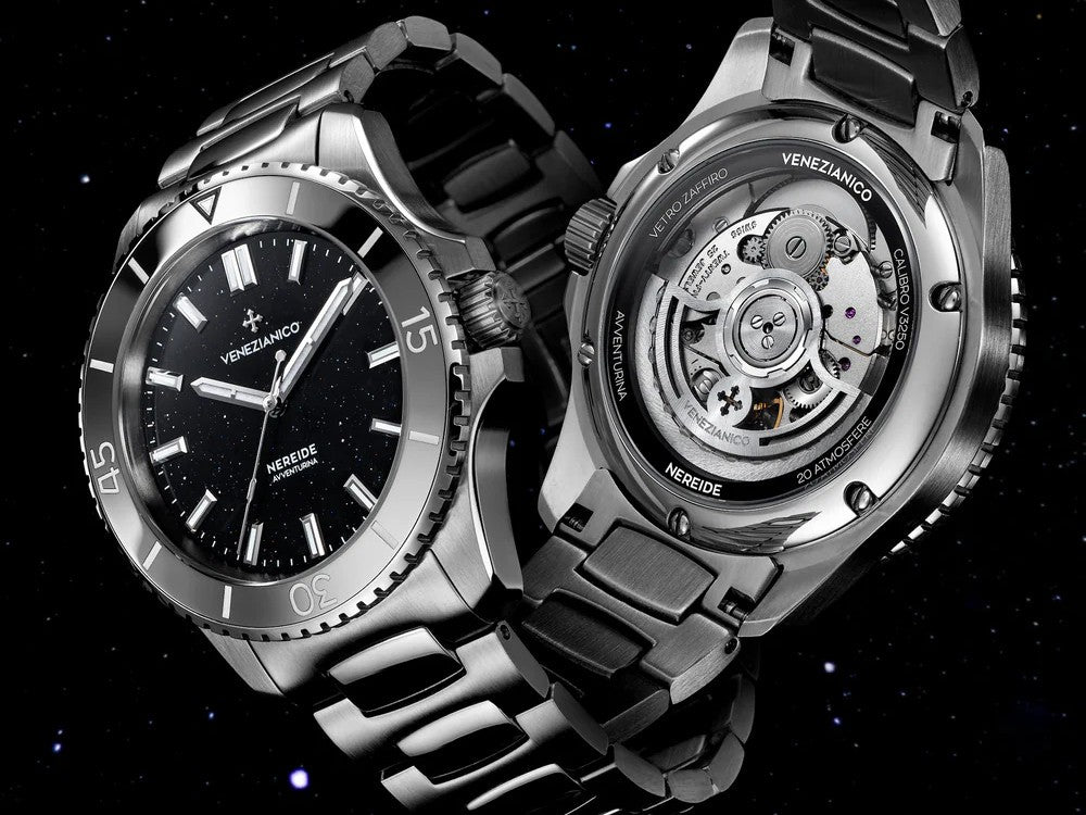 Montre Automatique Venezianico Nereide Avventurina Nera, 39 mm, Noir, 3121550C