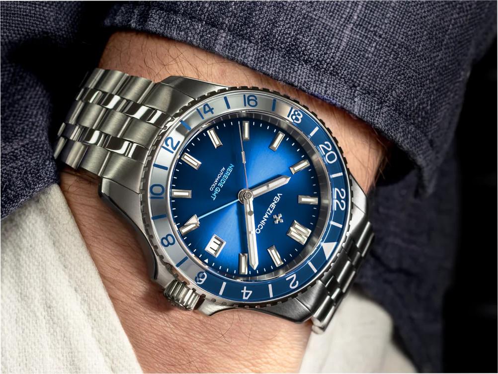 Montre Automatique Venezianico Nereide GMT, 39 mm, Bleu, 3521511S