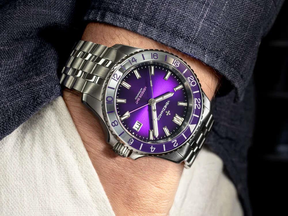 Montre Automatique Venezianico Nereide GMT, 39 mm, violet, 3521512S