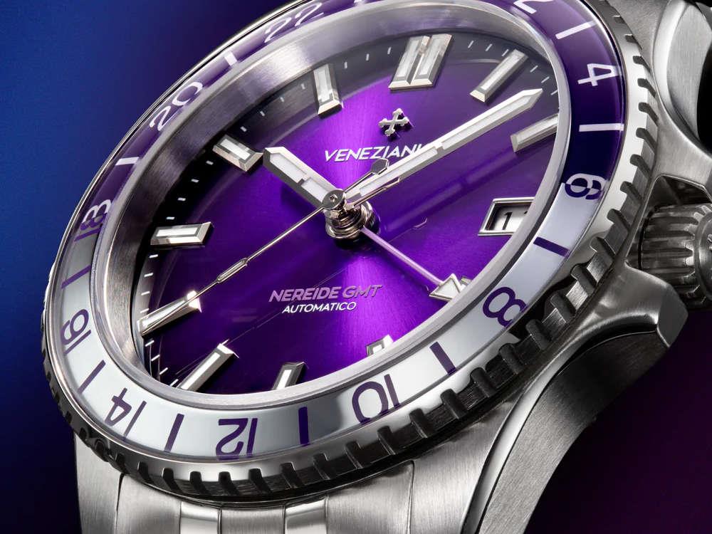 Montre Automatique Venezianico Nereide GMT, 39 mm, violet, 3521512S
