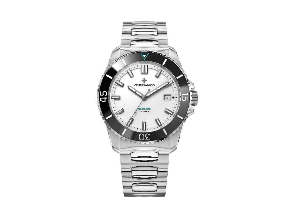 Montre Automatique Venezianico Nereide Ceramica, 42 mm, Blanc, 4521531C