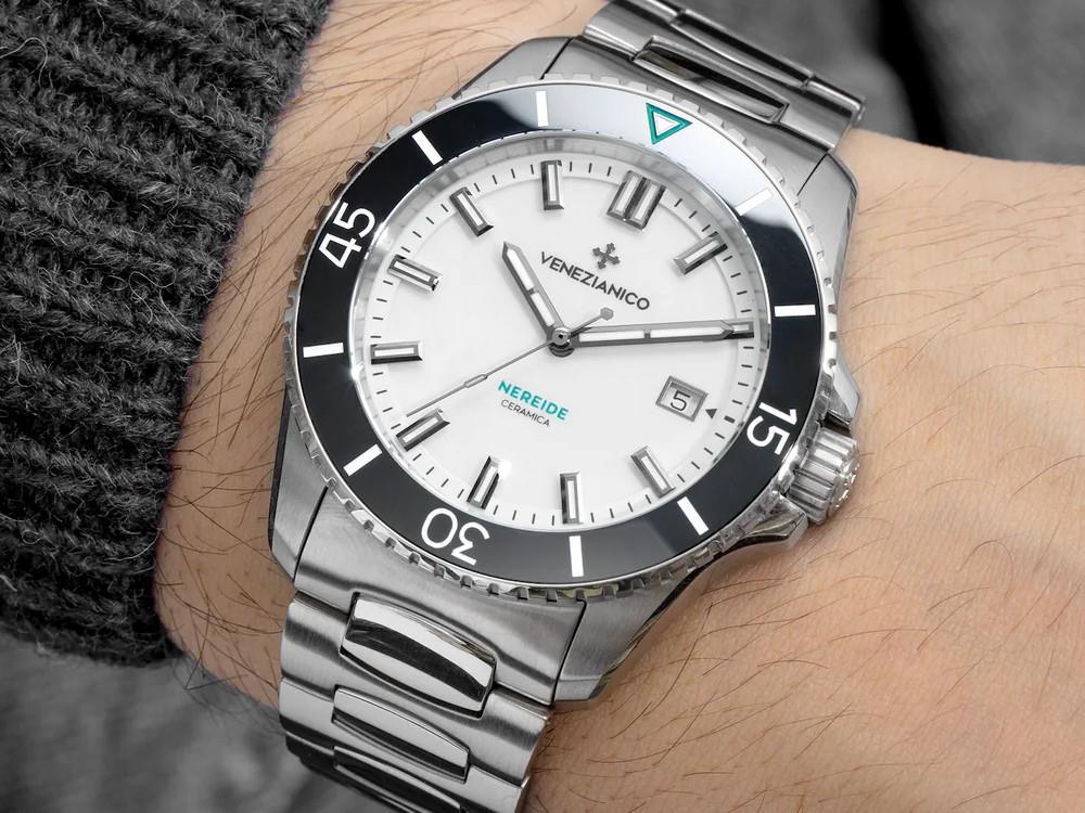 Montre Automatique Venezianico Nereide Ceramica, 42 mm, Blanc, 4521531C