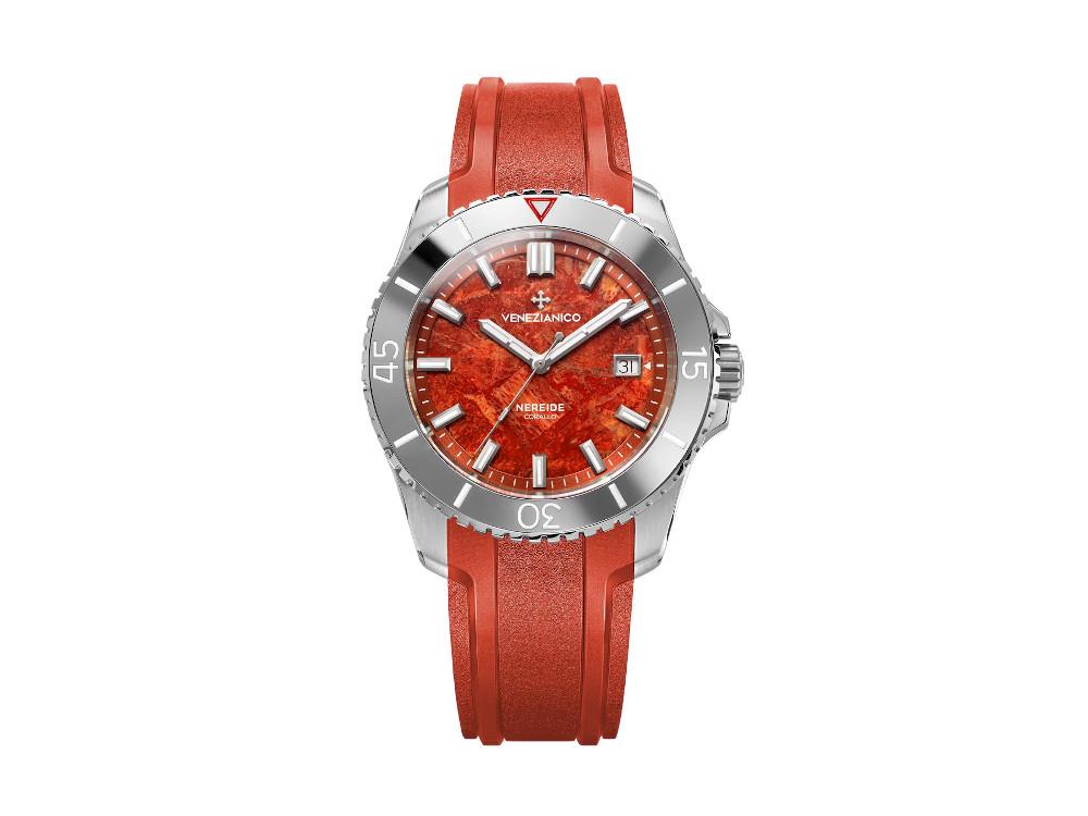 Montre Automatique Venezianico Nereide Corallo, 42 mm, Rouge, 4521546