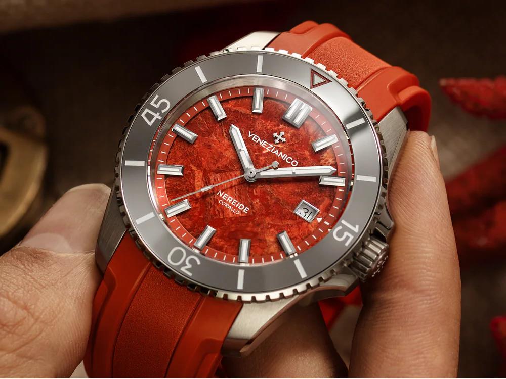 Montre Automatique Venezianico Nereide Corallo, 42 mm, Rouge, 4521546