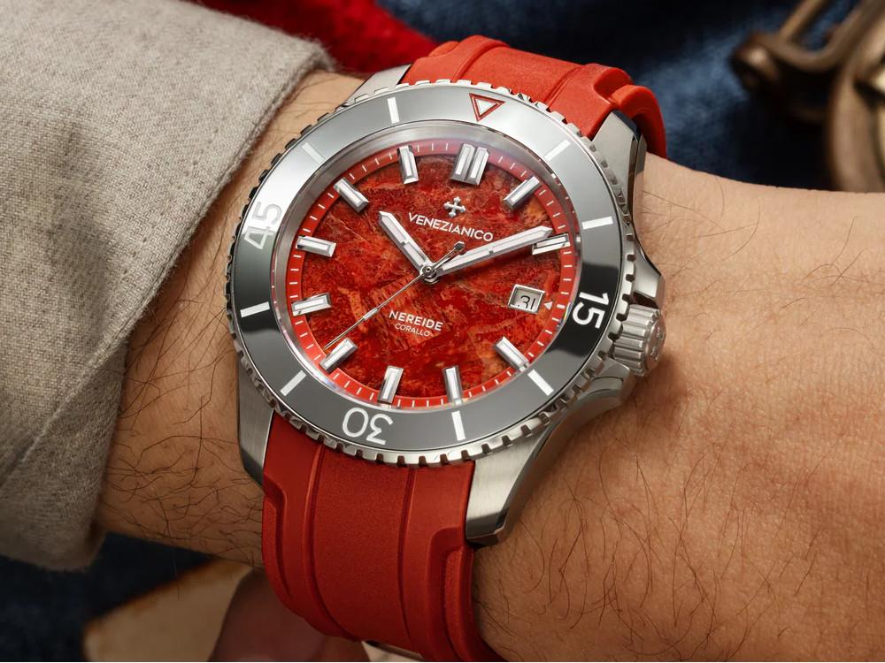 Montre Automatique Venezianico Nereide Corallo, 42 mm, Rouge, 4521546