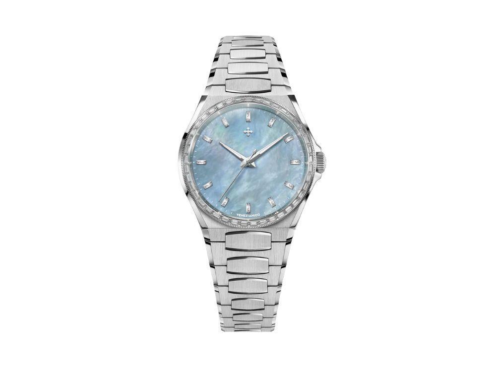 Montre Automatique Venezianico Arsenale Moissanite, 37 mm, Bleu Clair, 6121512C