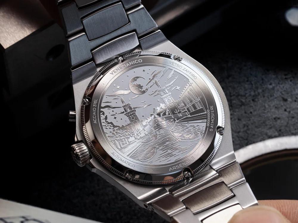 Montre Automatique Venezianico Arsenale Calendario, 40 mm, Bleu, 6221580C