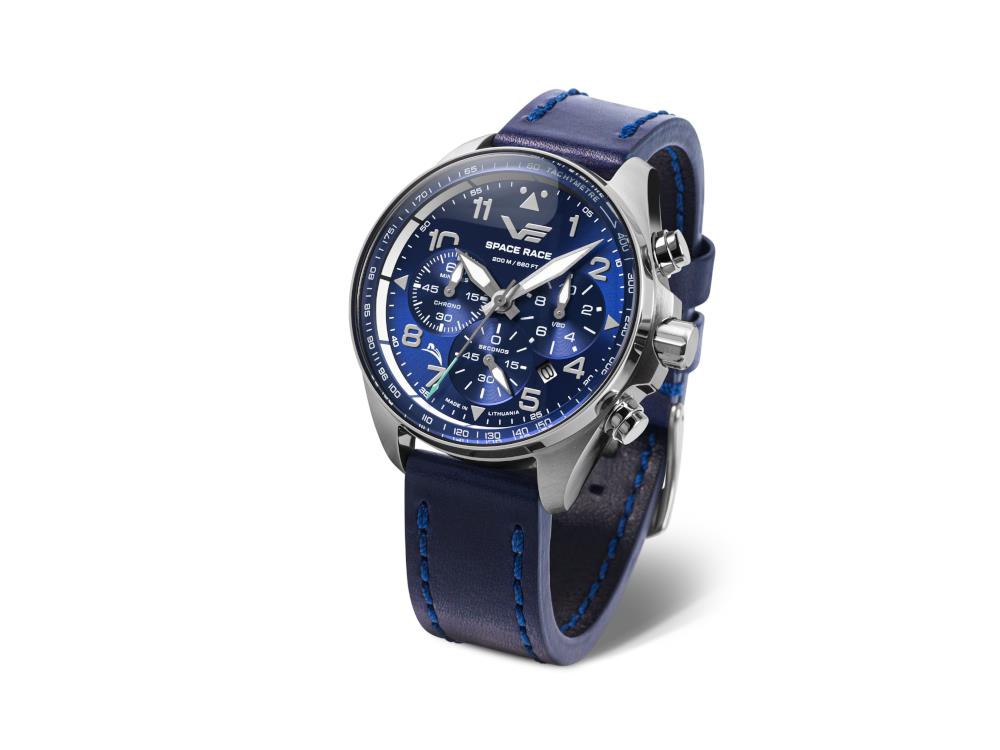Montre à Quartz Vostok Europe Space Race, Bleu, 46.5 mm, Chrono, 6S20-325A742