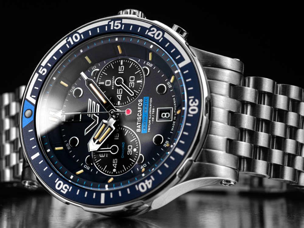 Montre à Quartz Vostok Europe Batiscafos, Bleu, 49.7 mm, 6S21-511A772-L-BL