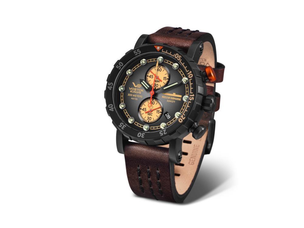 Montre à Quartz Vostok Europe Nuclear Submarine, Chrono, VK61-571C611-L-BR