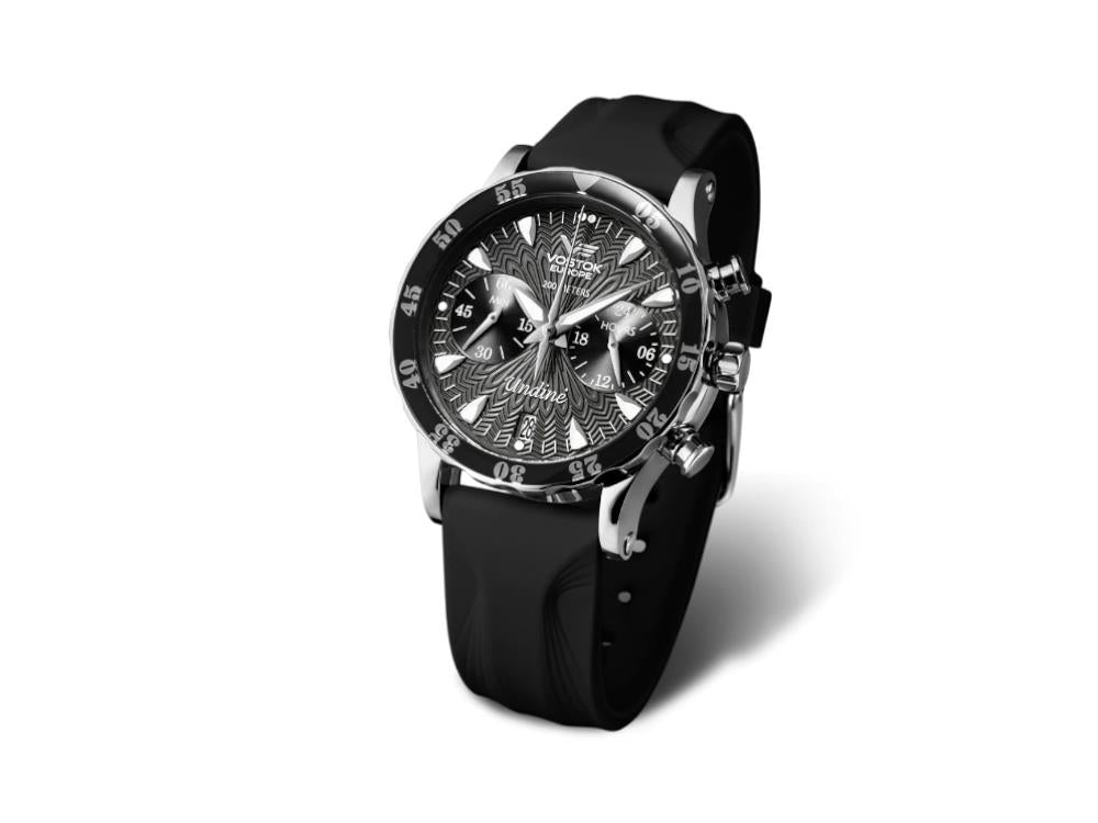 Montre à Quartz Vostok Europe Undiné, Acier, Noir, 39 mm, Chrono, VK64-515A523