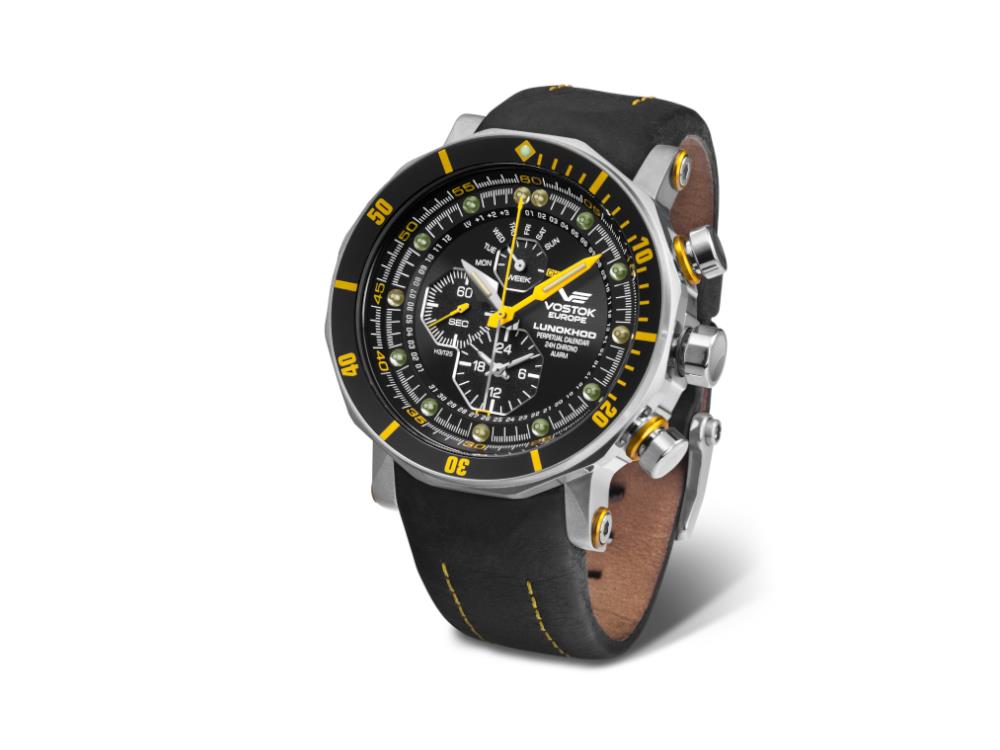 Montre à Quartz Vostok Europe Lunokhod-2, Noir, 49 mm, Chrono