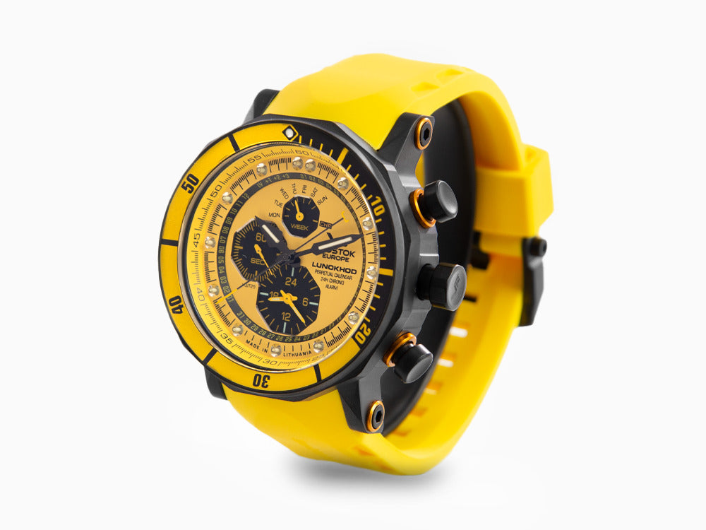 Montre à Quartz Vostok Europe Lunokhod-2, Jaune, 49 mm, Chrono, YM86-620C504
