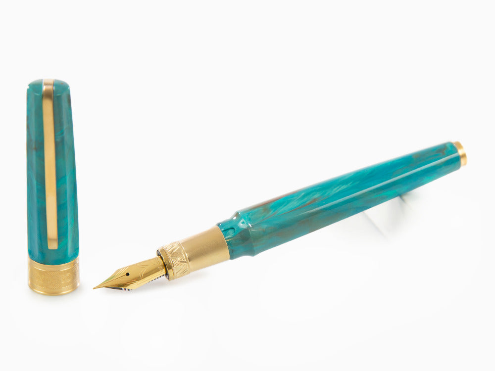 Stylo Plume Visconti Mirage Mythos Athena, Bleu, Plaqué or, KP07-15-FP