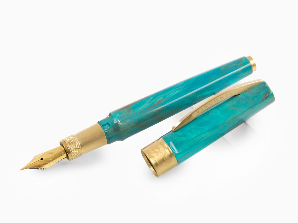 Stylo Plume Visconti Mirage Mythos Athena, Bleu, Plaqué or, KP07-15-FP