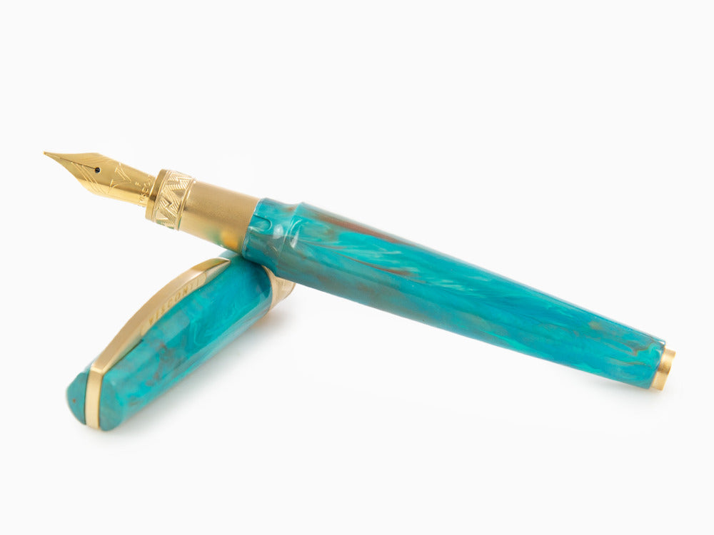 Stylo Plume Visconti Mirage Mythos Athena, Bleu, Plaqué or, KP07-15-FP