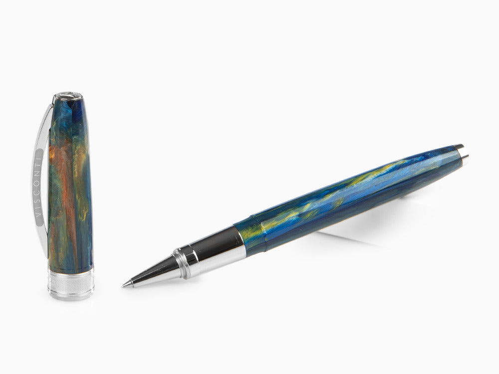 Roller Visconti Van Gogh La Nuit étoilée, Résine, Palladium, Bleu KP12-04-RB