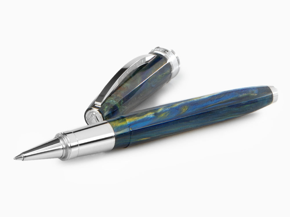 Roller Visconti Van Gogh La Nuit étoilée, Résine, Palladium, Bleu KP12-04-RB