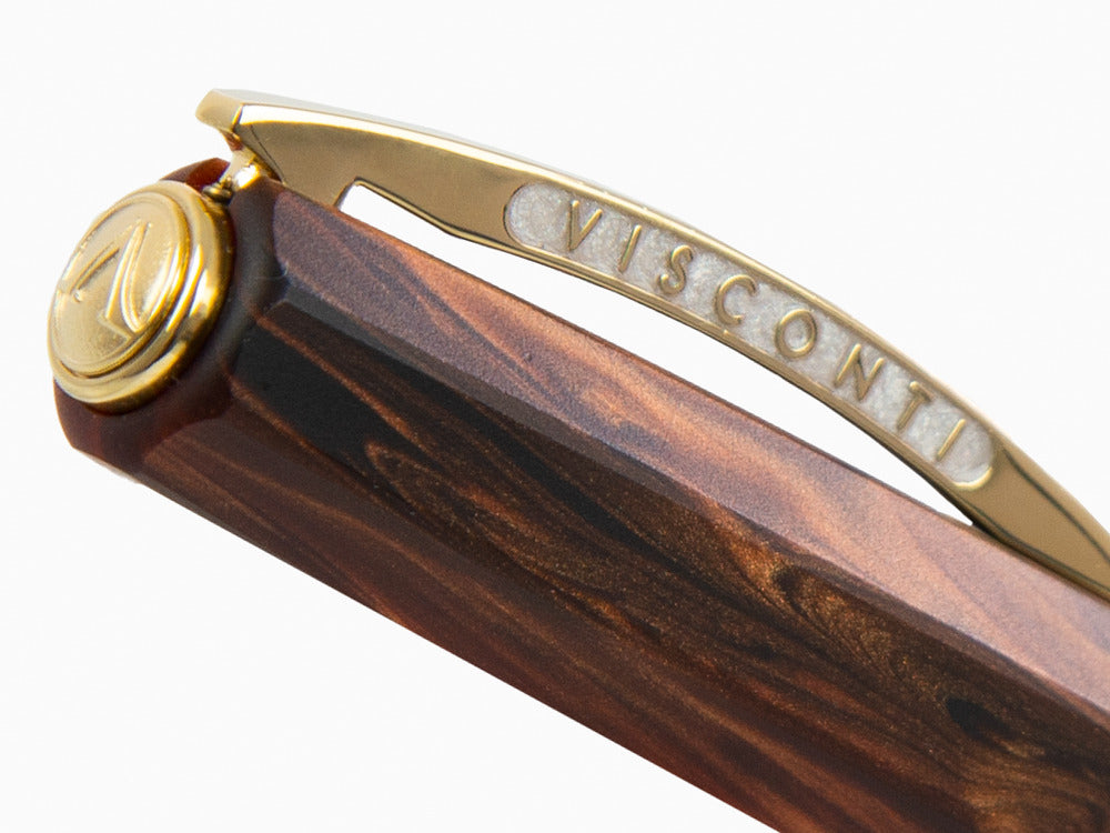 Stylo Plume Visconti Medici, Acrosilk, Marron, Plaqué or, KP17-40-02-FP