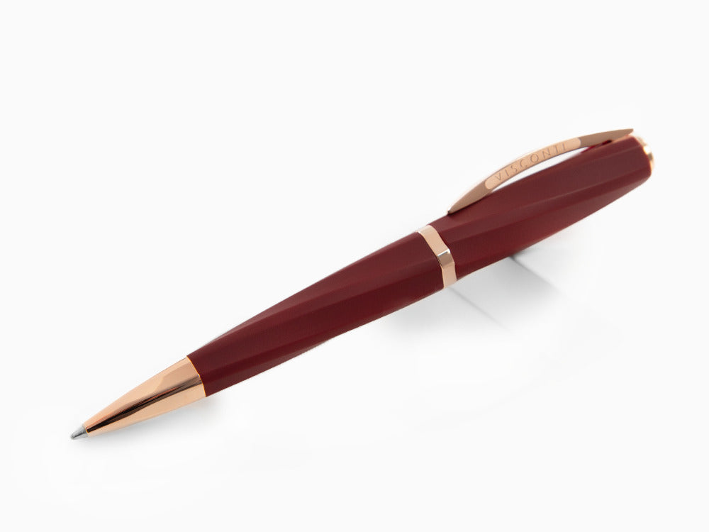 Stylo bille Visconti Divina Bordeaux Matte, Résine, PVD Or Rosé, KP18-14-BP
