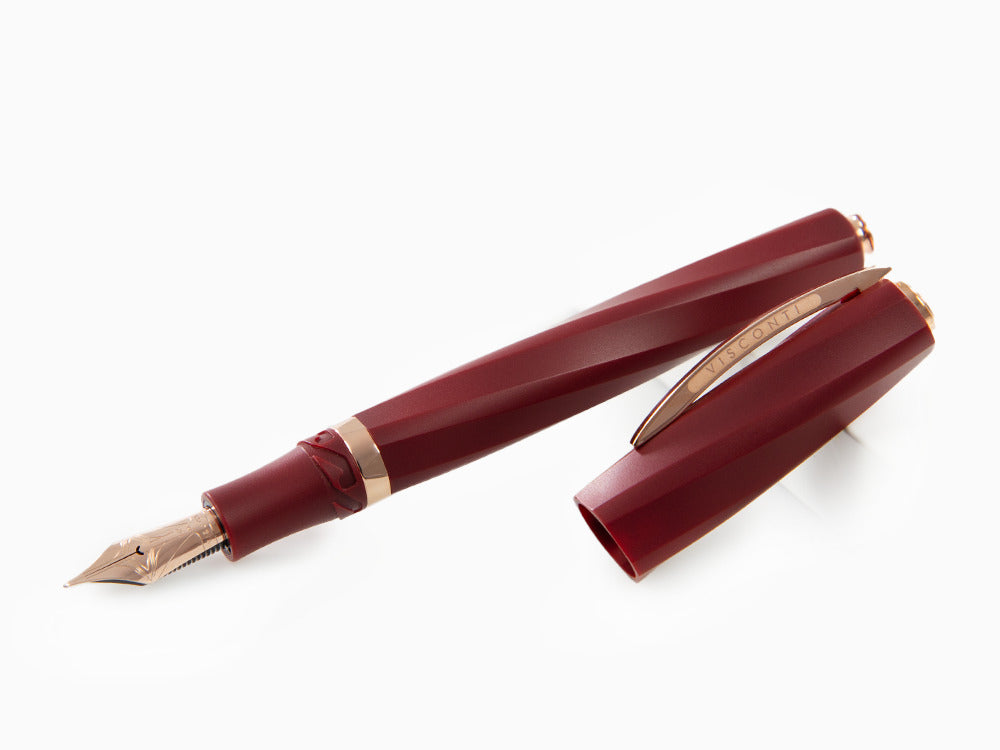 Stylo Plume Visconti Divina Bordeaux Matte, PVD Or Rosé, KP18-14-FP